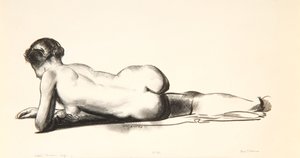 Estudio de desnudo, mujer acostada boca abajo, 1923-24